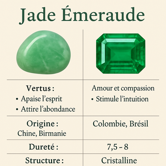 image de jade et d'emeuraude avec leur caracteristique