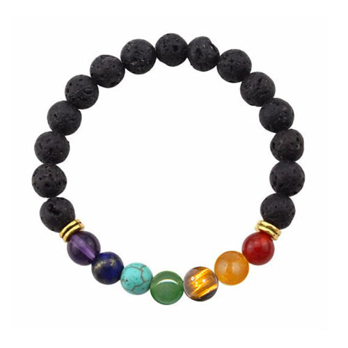 bracelet 7 chakras vraies pierres 10mm
