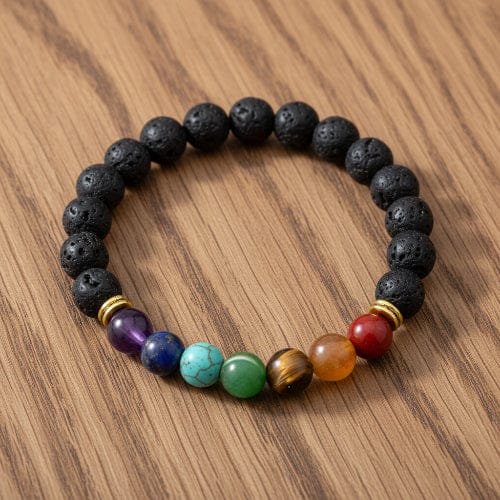 BRACELET 7 CHAKRAS VRAIES PIERRES 10MM