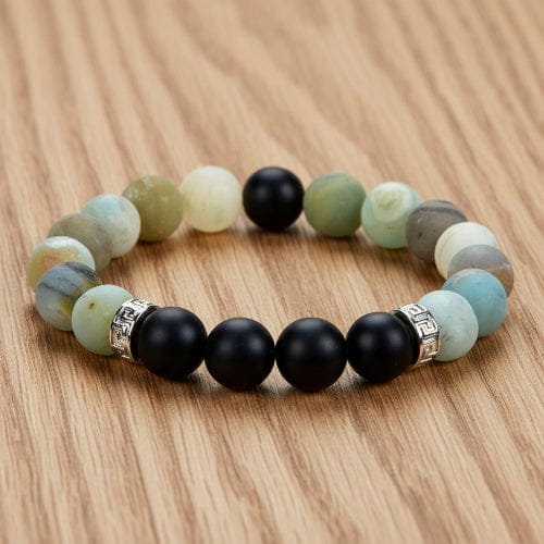 BRACELET HOMME 10MM AMAZONITE+ONYX DÉPOLI