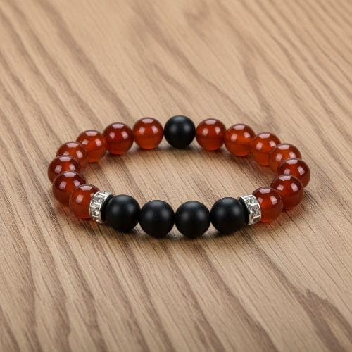 BRACELET HOMME 10MM CORNALINE + ONYX DÉPOLI