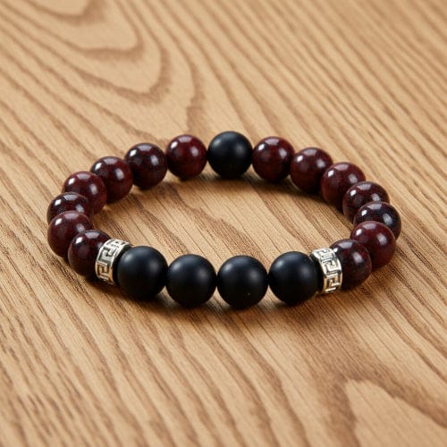 BRACELET HOMME 10MM JASPE BRÉCHIQUE+ONYX DEPOLI