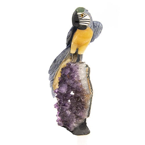 STATUETTE OISEAU AMÉTHYSTE (Perroquet à tête zébrée)