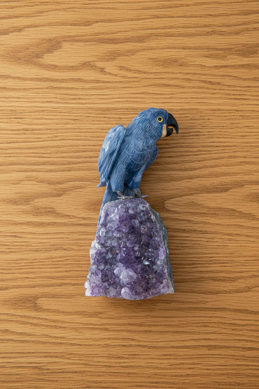 STATUETTE OISEAU AMÉTHYSTE (Perroquet bleu)