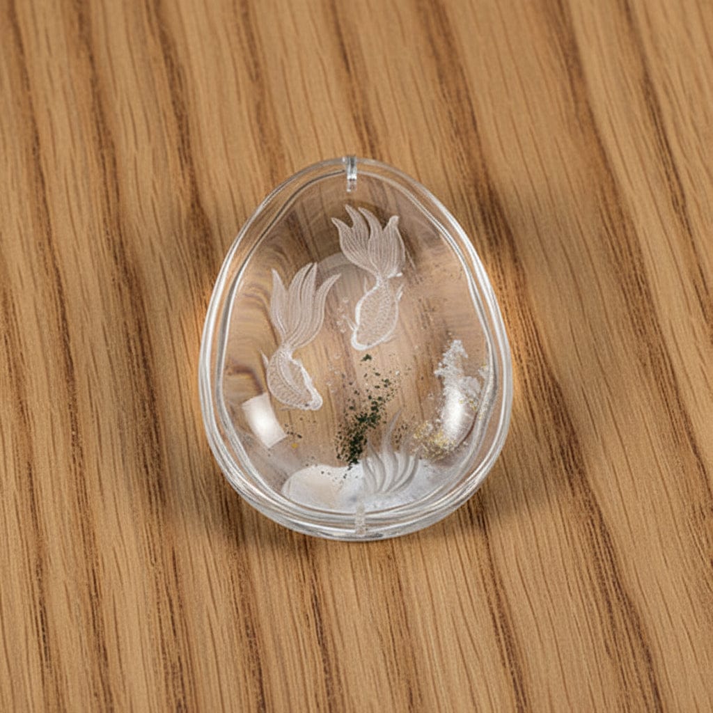 AMULETTE PENDENTIF EN CRISTAL DE ROCHE - 2 CARPES JAPONAISES