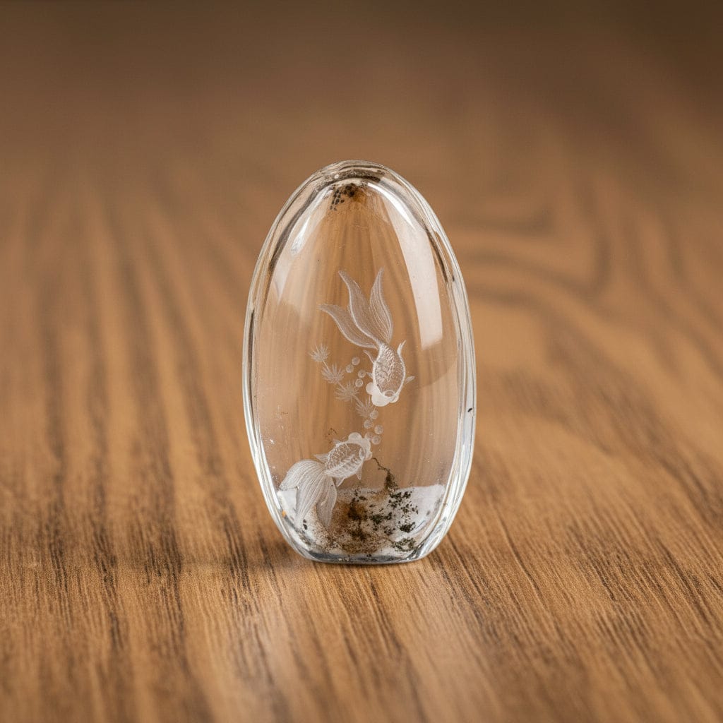 AMULETTE PENDENTIF EN CRISTAL DE ROCHE - 2 POISSONS