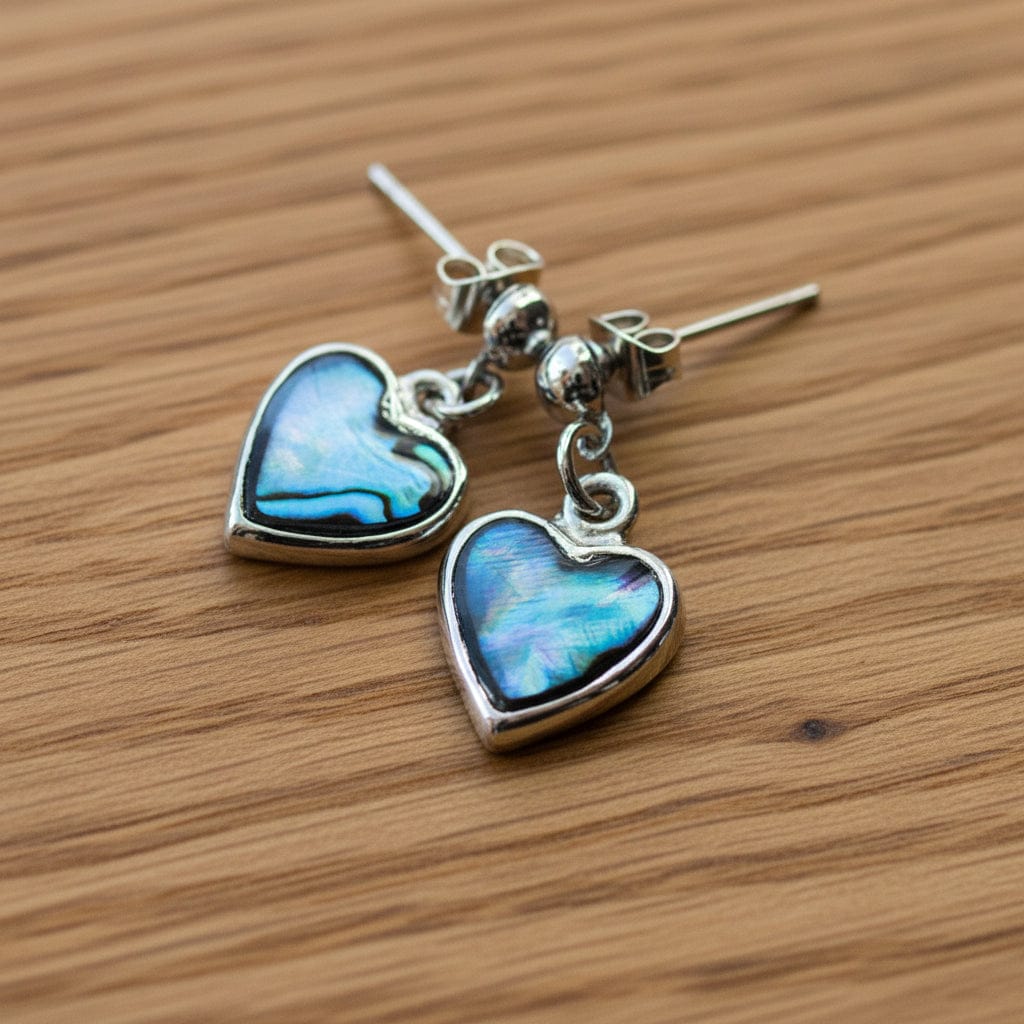 BOUCLES D'OREILLE NACRE BLEUE COEUR