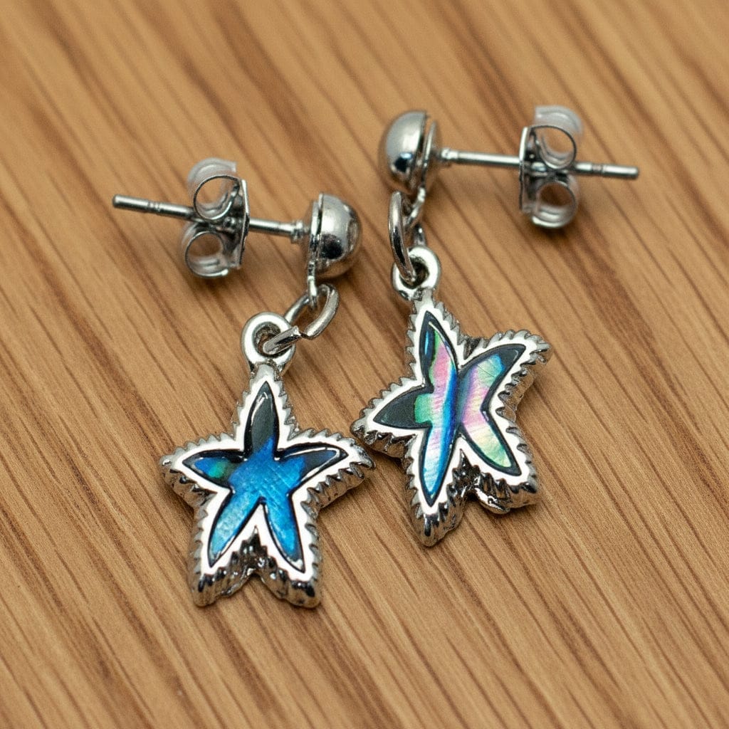 BOUCLES D'OREILLE NACRE BLEUE PETITE ÉTOILE