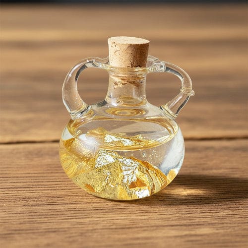 BOUTEILLE RONDE 2 ANSES DE FEUILLES D'OR