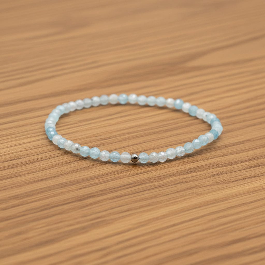 BRACELET FACETTÉ AIGUE MARINE 3 mm