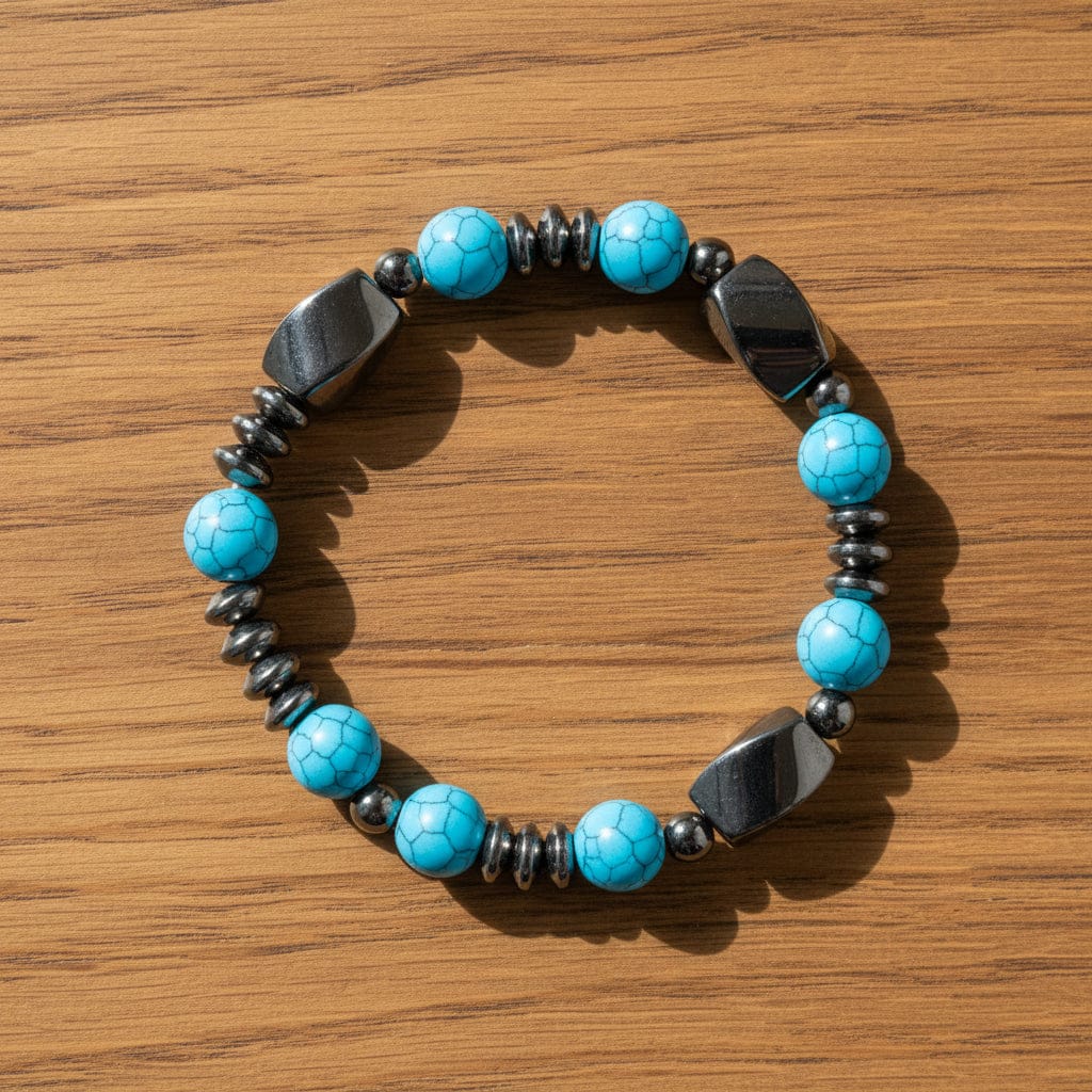 BRACELET MAGNÉTIQUE TURQUOISE RECONSTITUÉE (8mm)