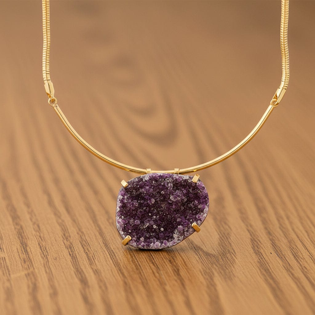 COLLIER AMÉTHYSTE DRUZE D'URUGUAY