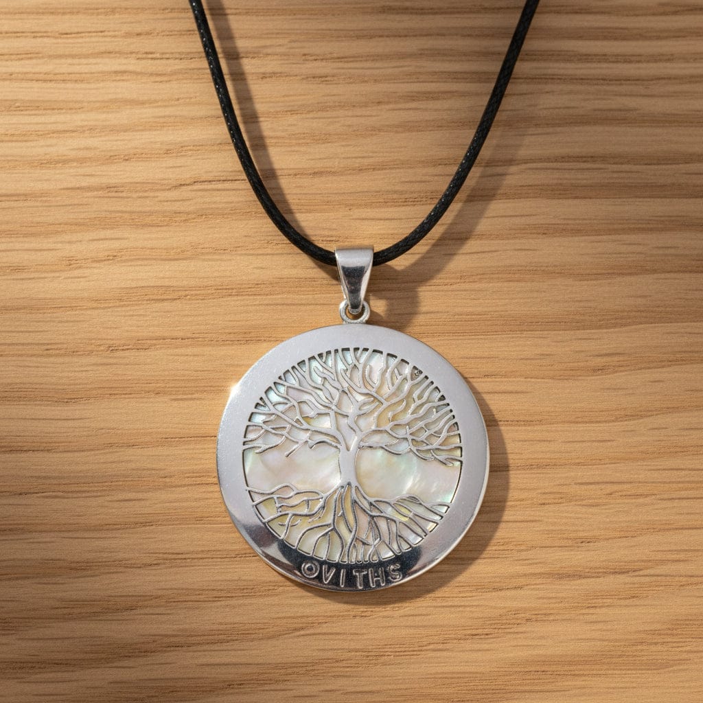 COLLIER ARBRE DE VIE ARGENTÉ NACRE BLANCHE
