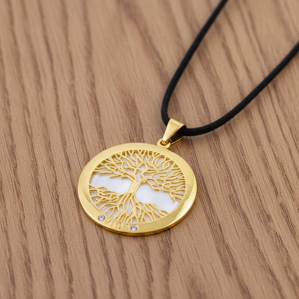COLLIER ARBRE DE VIE DORÉ NACRE BLANCHE