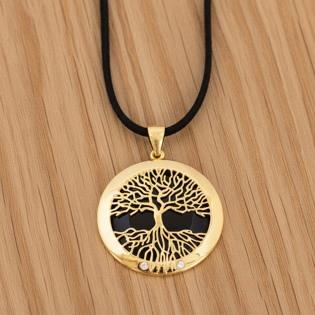 COLLIER ARBRE DE VIE DORÉ ONYX