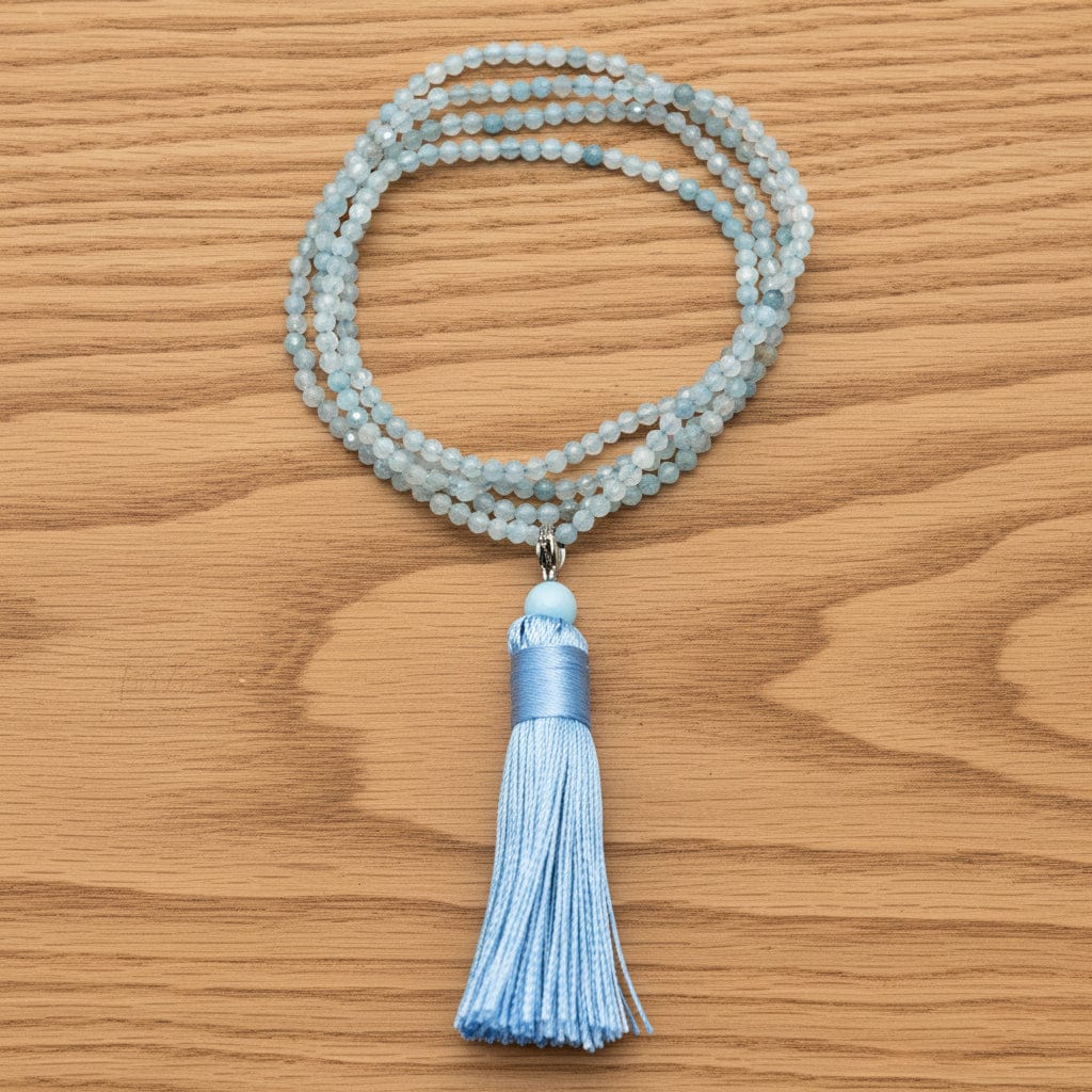 COLLIER MALA FACETTÉ AIGUE MARINE