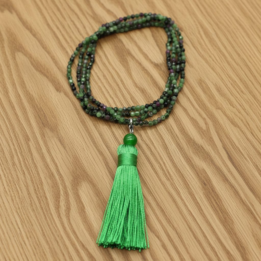 COLLIER MALA FACETTÉ RUBIS ZOÏSITE