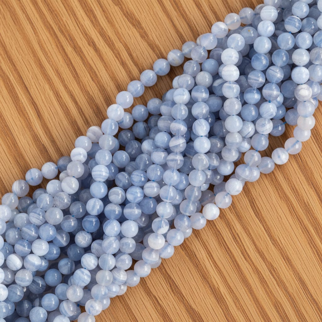FIL DE PERLES 8MM CALCÉDOINE BLEUE