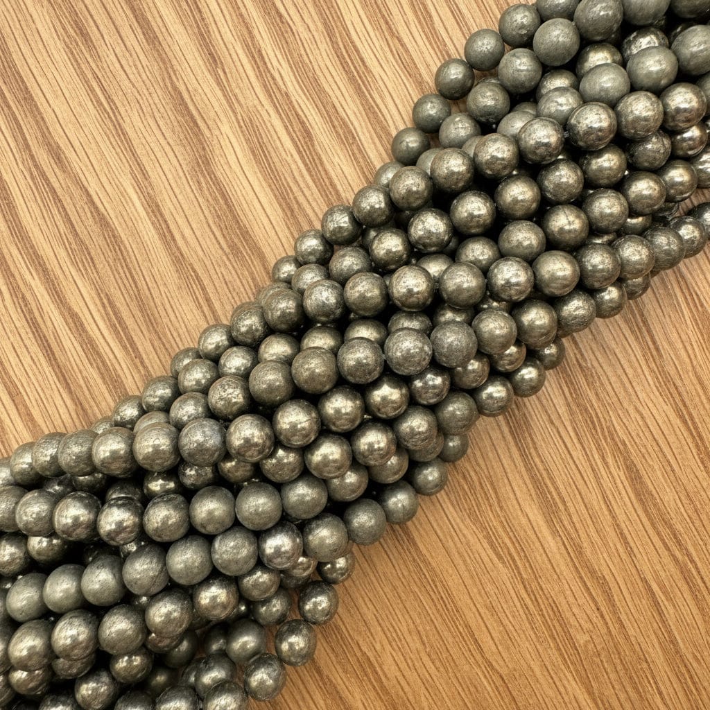 FIL DE PERLES 8MM PYRITE