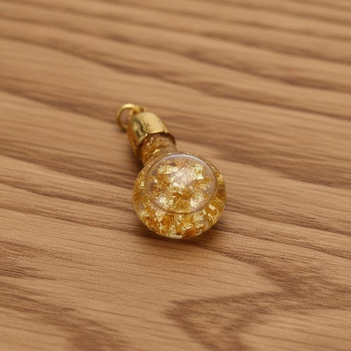 PENDENTIF AMPOULE DE FEUILLES D'OR