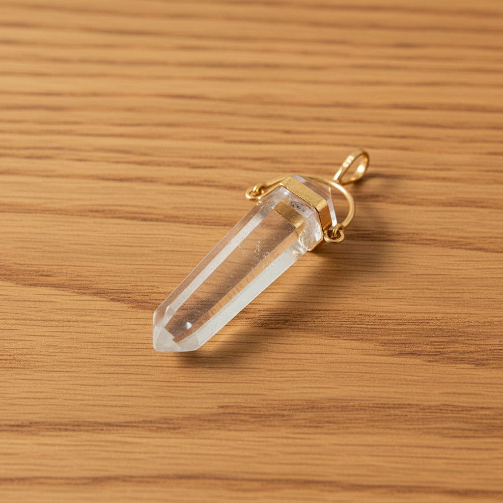 PENDENTIF BI-TERMINÉE CRISTAL DE ROCHE