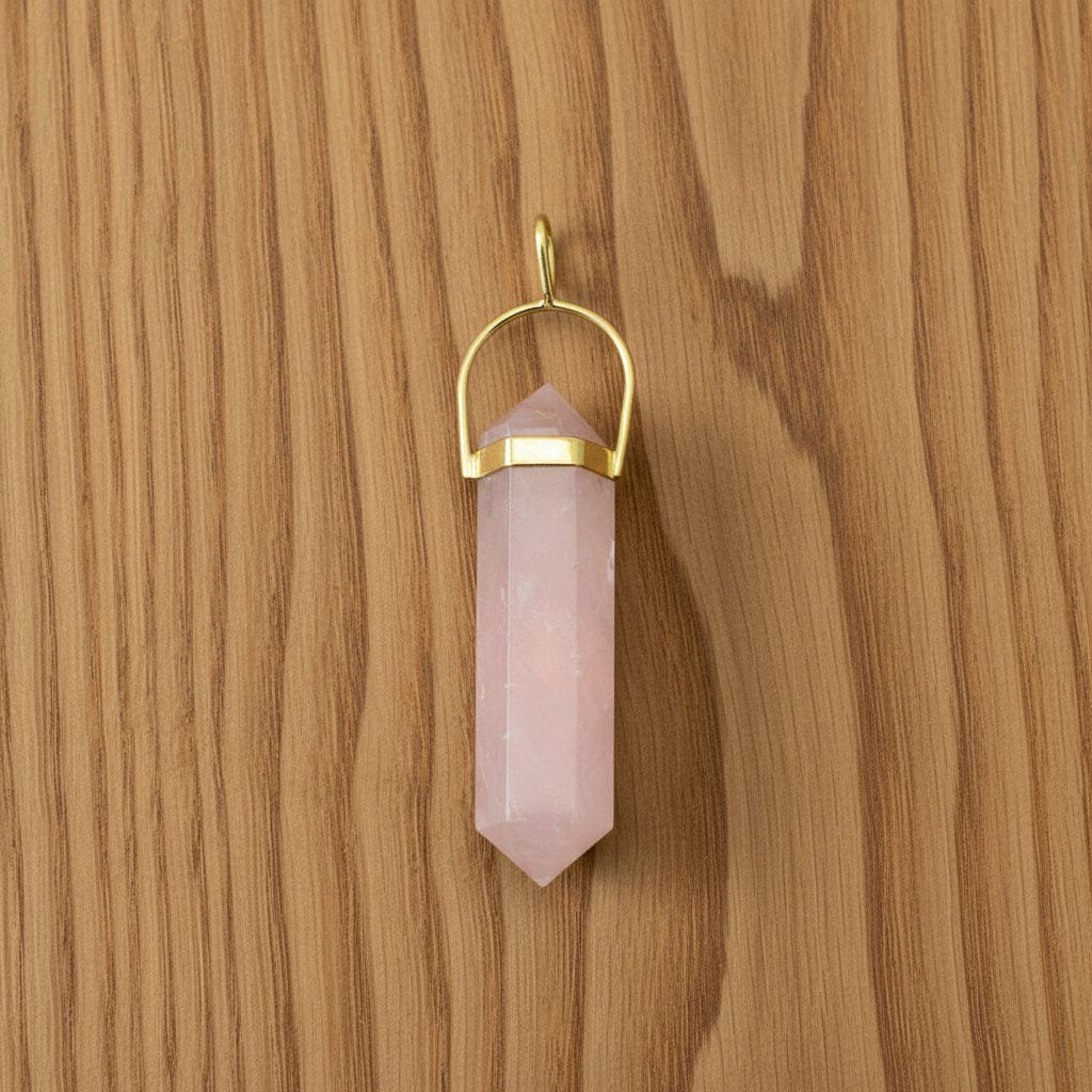 PENDENTIF BI-TERMINÉE QUARTZ ROSE