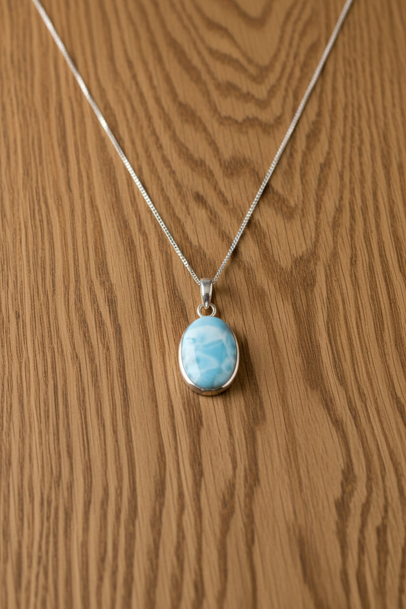 PENDENTIF LARIMAR SUR MONTURE ARGENT 925