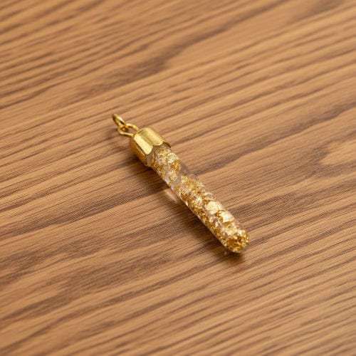 PENDENTIF LONG DE FEUILLES D'OR
