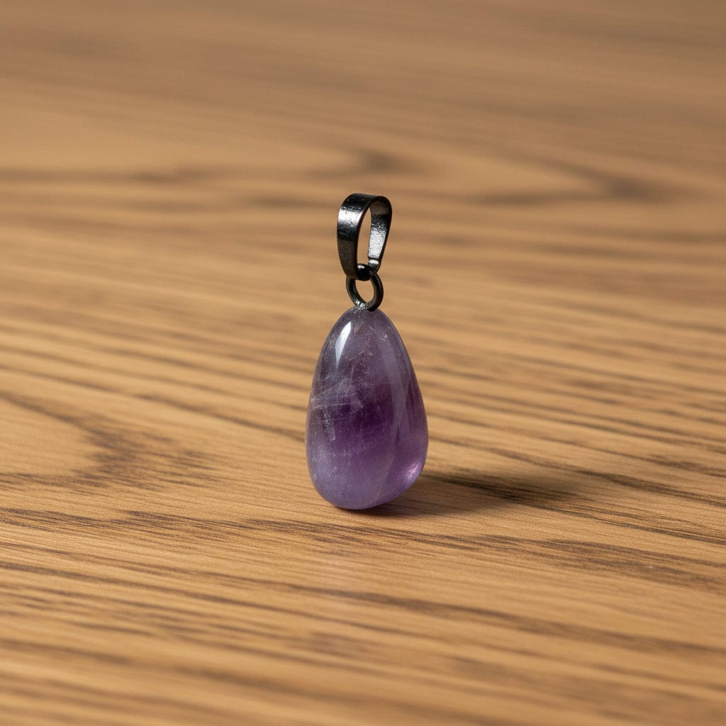 PENDENTIFS PIERRES ROULÉES SUR BÉLIÈRE AMÉTHYSTE