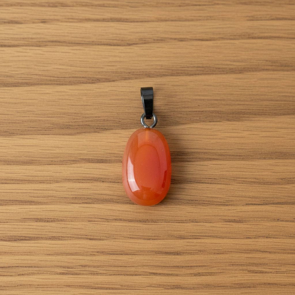 PENDENTIFS PIERRES ROULÉES SUR BÉLIÈRE CORNALINE