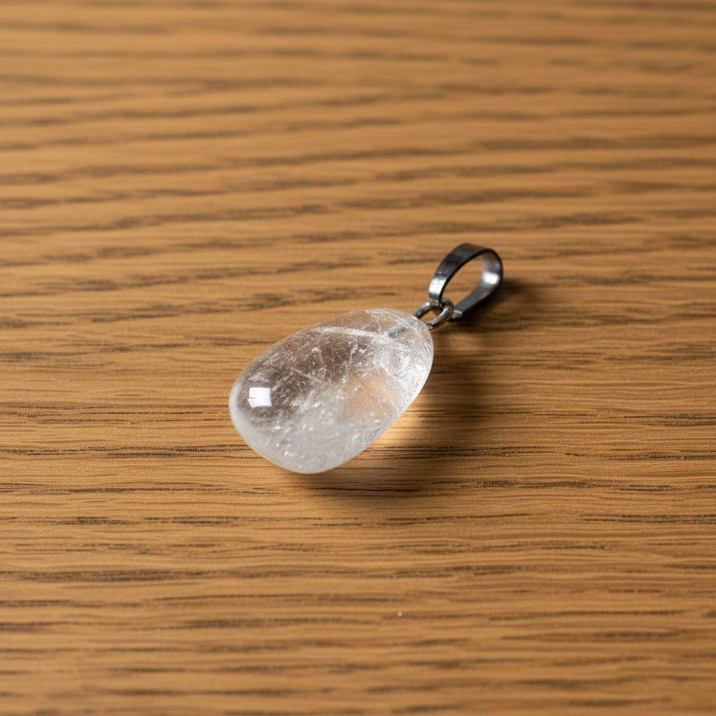 PENDENTIFS PIERRES ROULÉES SUR BÉLIÈRE CRISTAL DE ROCHE