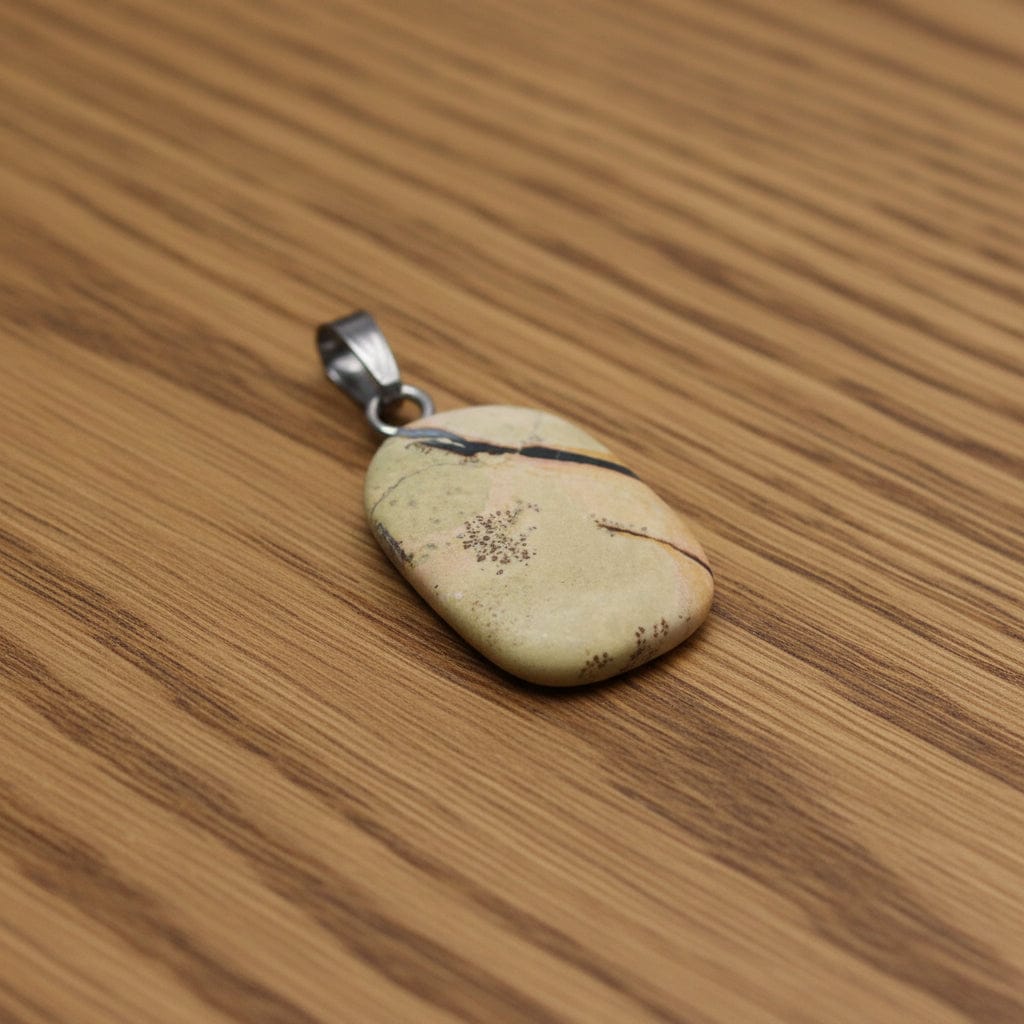PENDENTIFS PIERRES ROULÉES SUR BÉLIÈRE JASPE PAYSAGE