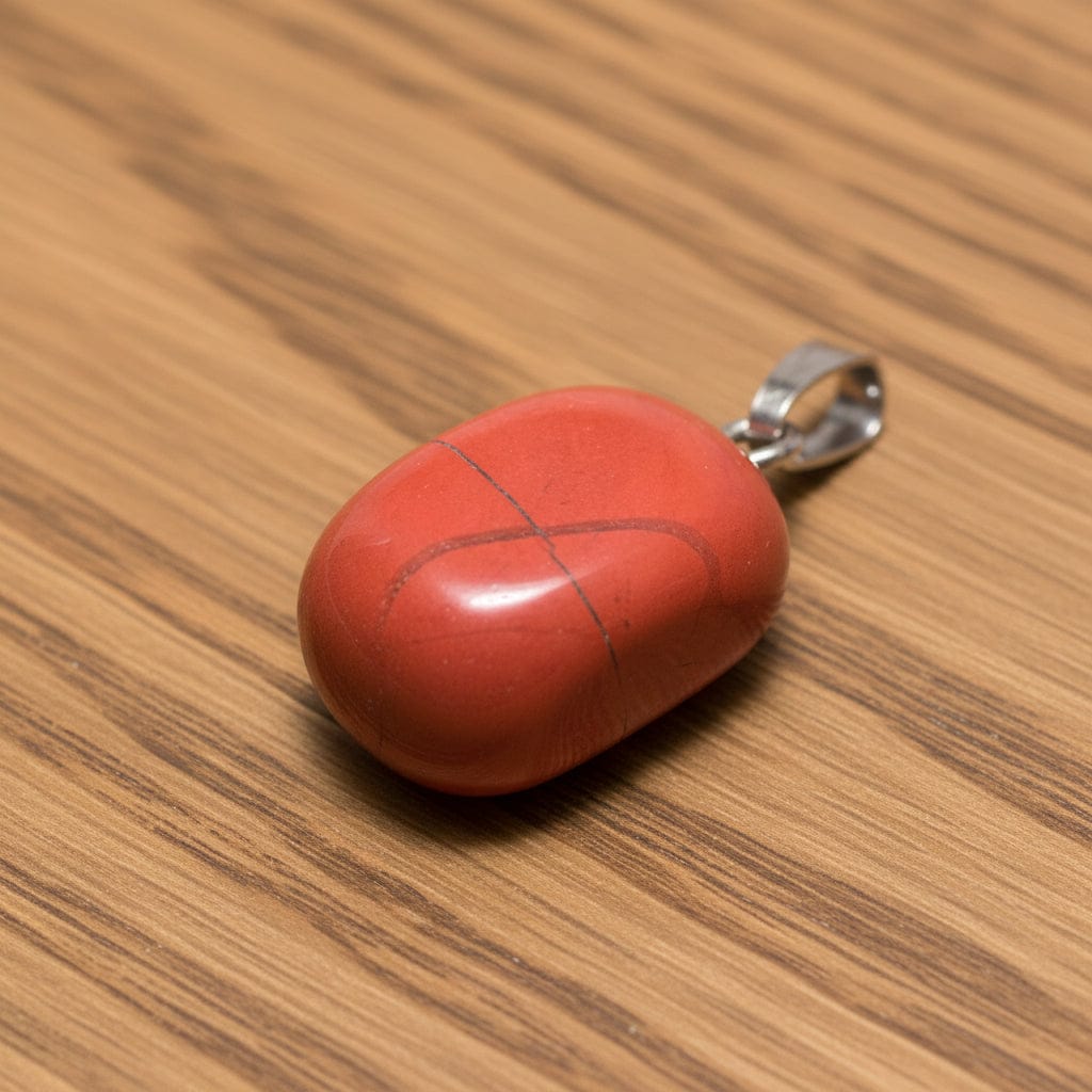 PENDENTIFS PIERRES ROULÉES SUR BÉLIÈRE JASPE ROUGE