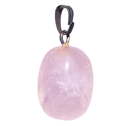 PENDENTIFS PIERRES ROULÉES SUR BÉLIÈRE QUARTZ ROSE