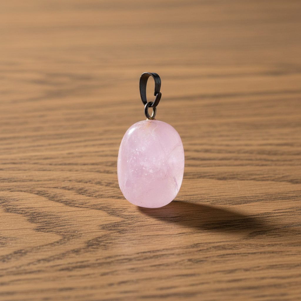 PENDENTIFS PIERRES ROULÉES SUR BÉLIÈRE QUARTZ ROSE