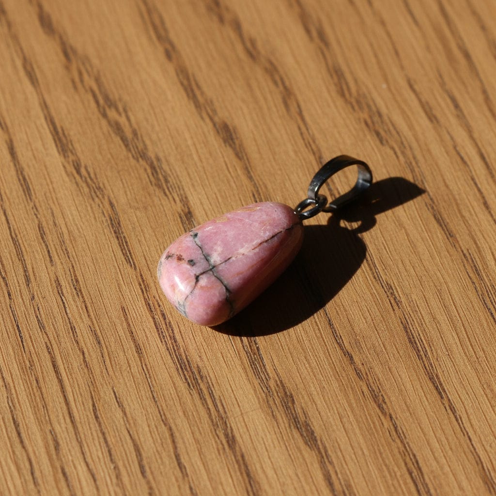 PENDENTIFS PIERRES ROULÉES SUR BÉLIÈRE RHODONITE
