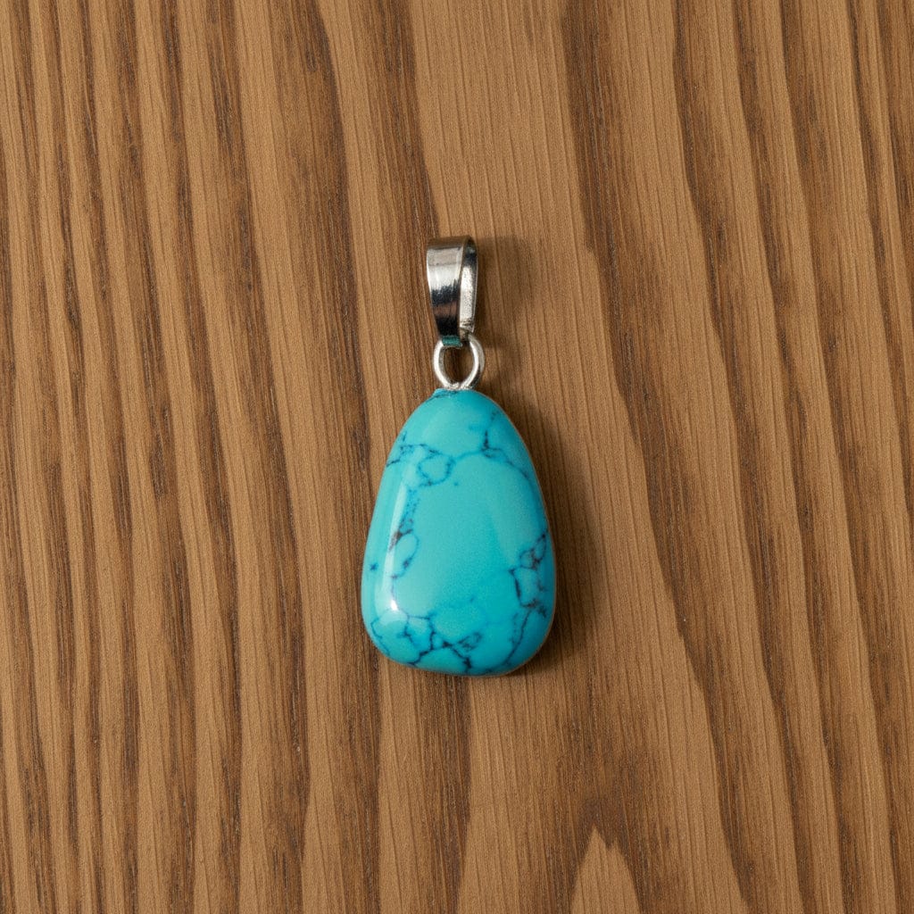 PENDENTIFS PIERRES ROULÉES SUR BÉLIÈRE TURQUOISE RECONSTITUÉE