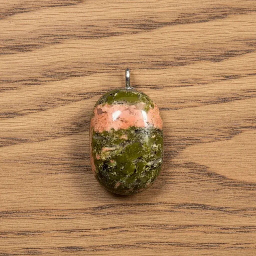 PENDENTIFS PIERRES ROULÉES SUR BÉLIÈRE UNAKITE