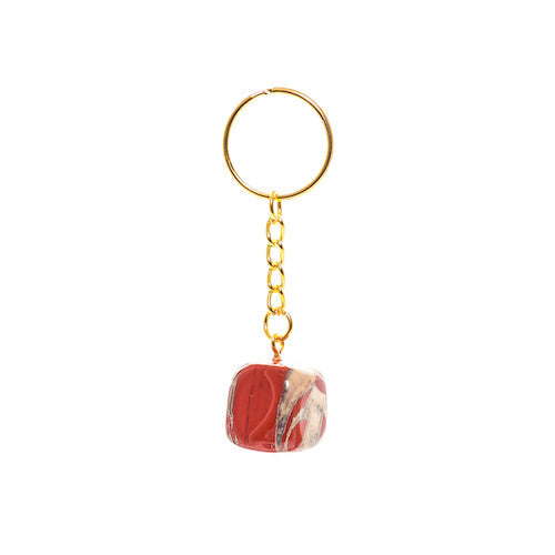 PORTE CLEF JASPE ROUGE