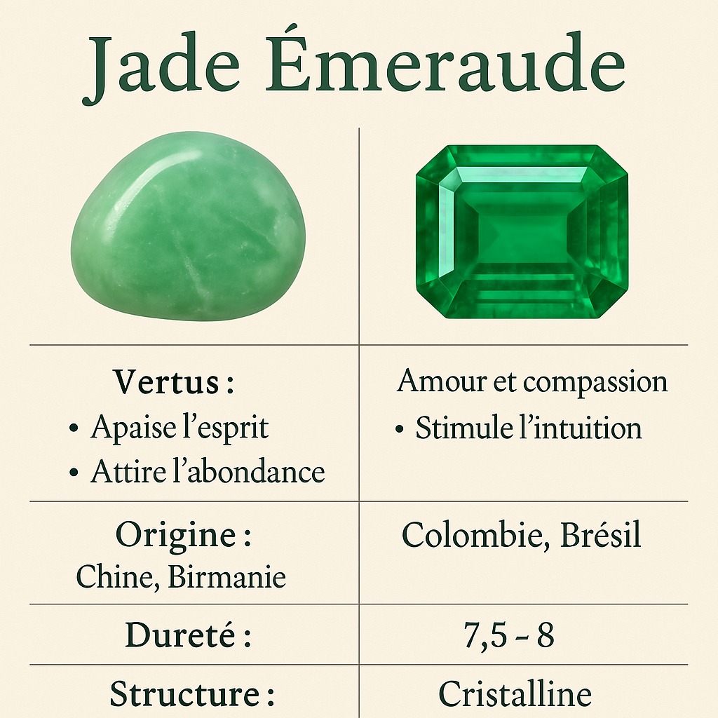 image de jade et d'emeuraude avec leur caracteristique