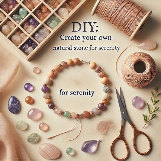 L'image reflète une ambiance harmonieuse et apaisante, parfaite pour illustrer la création d'un bracelet en pierres naturelles
