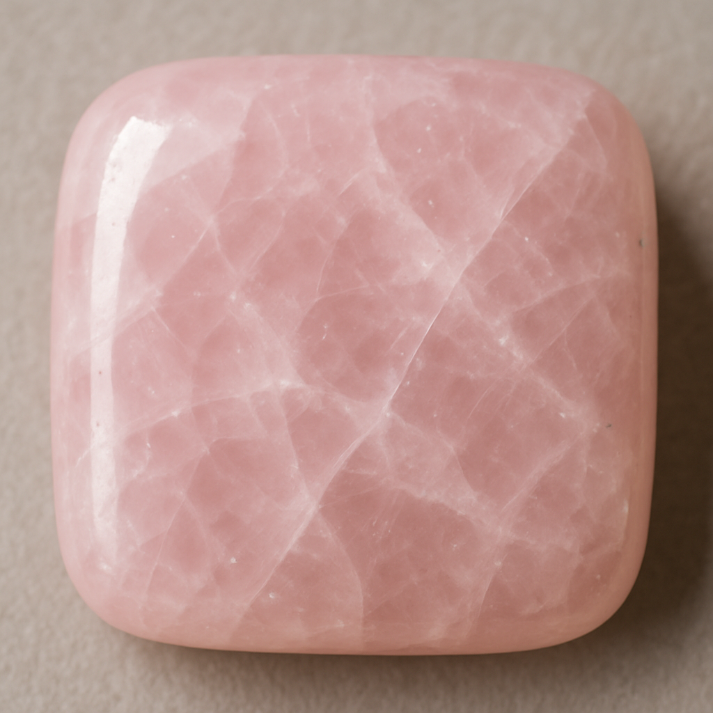 Photo en gros plan d’un quartz rose poli avec reflets brillants