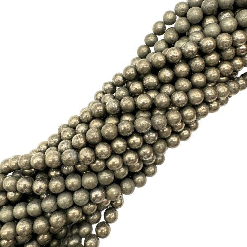 FIL DE PERLES 8MM PYRITE
