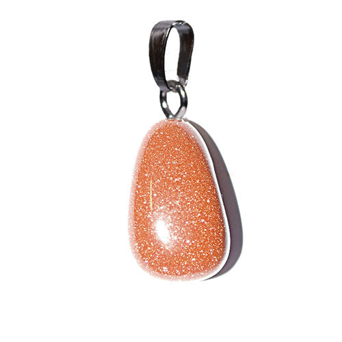 PENDENTIFS PIERRES ROULÉES SUR BÉLIÈRE PIERRE DE SOLEIL DE SYNTHÈSE