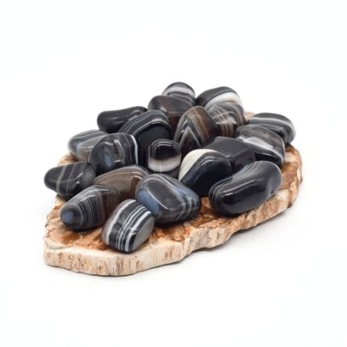PIERRES ROULÉES AGATE NOIRE RUBANÉE